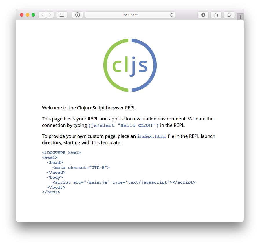 Browser REPL Serving Default index.html